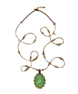 Collar de Macramé Hecho a Mano con Ónix Verde, Colgante de Piedra Preciosa Ovalada Facetada Estilo Boho, Cadena de Cuentas con Cordón Ajustable, Joyería Artesanal, Regalo - Product Image 2