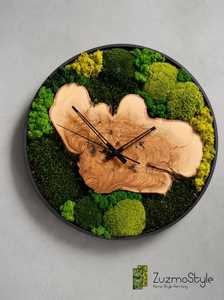 Mossbound Heritage <b>Clock</b> Evergreen Flow Artisan <b>Clock</b> Nature's Passage Wood <b>Clock</b> Verdant Horizon Timepiece Timber wave Moss Art - Product Image 2