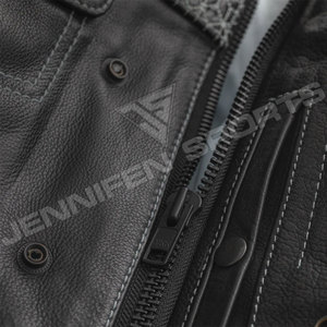 Chaleco de Cuero con Corte de Diamante para Motocicleta, para Mujer, Verano, Resistente al Viento, Transpirable, Informal, con Cierre, Perforado, Personalizable - Product Image 5