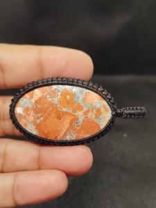 Collier en macramé fait main, vintage, jaspe Maligano, bijoux tressés bohèmes - Product Image 2