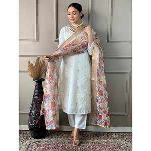 Elegante conjunto de fiesta para mujer de talla XL Hermosa parte superior inferior y Dupatta para ocasiones especiales - Product Image 4