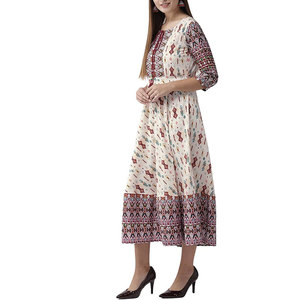 Women Printed Frock Stylish Casual Wear <b>Dress</b> Elegant Printed Pattern Soft Comfortable Fabric Fashion Frock - Product Image 3