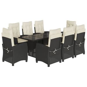 Set da Pranzo da Giardino in Rattan PE Nero per 6 Persone con Braccioli Regolabili, Arredamento da Esterno in Stile Contemporaneo - Product Image 2