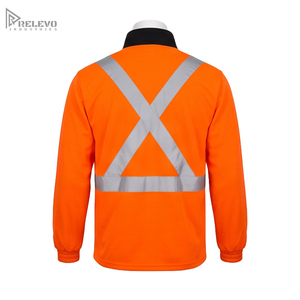 เสื้อพูลโอเวอร์แบบคอตั้งสีส้มสะท้อนแสงระดับ ANSI Class 2 สำหรับงานอุตสาหกรรม ผลิตตามแบบ OEM พร้อมซิป ¼ ตัว ซับในสีดำตัดกัน และแถบรัดเอวสองชั้นเพื่อความปลอดภัย - Product Image 3