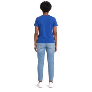 T-shirt unisexe décontracté à col rond et manches courtes, imprimé graphique « Sisters Forever » pour sororité grecque, bleu roi et or - Product Image 2