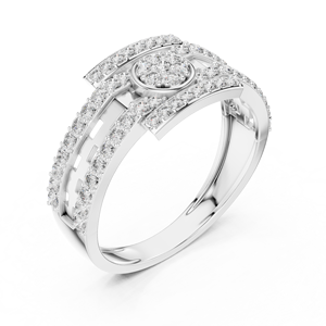 Bague de déclaration géométrique en argent de luxe avec diamants, unisexe, bijoux fins, tendance, certifiée IGI, cadeau d'anniversaire, de fiançailles ou de mariage - Product Image 2