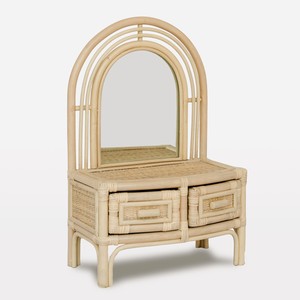 Kids vanity <b>table</b> with mirror handweave rattan make-up desk for children toddler <b>dressing</b> <b>tables</b> - Product Image 1
