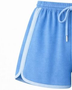 Sky Blue Light Blue Women Camisole And Shorts <b>Set</b> Summer Two Piece Outfit Cotton Blend Crop Top Floral Print Drawstring Shorts - Product Image 6