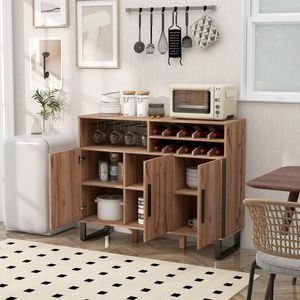 Mobile Bar per Vini Regolabile con 3 Ante, Soluzione di Stoccaggio Elegante e Pratica - Product Image 3