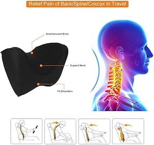 Premium Memory Foam Car <b>Pillow</b> for <b>Neck</b>-Shoulder <b>Support</b> Adjustable <b>Travel</b> Cushion for Car Seat Comfortable Headrest for Driving - Product Image 4