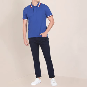 Camiseta Polo Corporativa de Punto Piqué, Mezcla de Algodón, Cuello con Detalle a Rayas, Logotipo Impreso Personalizado, Fabricante OEM, Personalizada para Uso, Nueva - Product Image 3