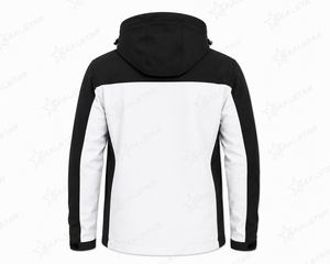 Veste softshell pour homme, imperméable, coupe-vent, randonnée en plein air, veste noire et blanche avec capuche, logo personnalisé, veste de travail d'hiver - Product Image 4