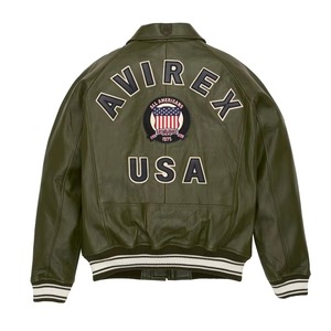 Chaqueta de Cuero Avirex de Alta Calidad, Nueva Llegada, Hecha a Medida en EE. UU., Color Verde, 100% Cuero Vacuno Genuino, Chaqueta Avirex para Hombre - Product Image 2