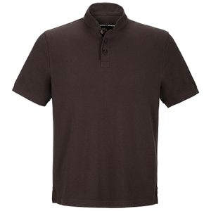Polo à manches courtes pour homme, couleur marron foncé, tricoté, uni, style décontracté, coupe classique, boutons sur le devant - Product Image 3