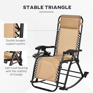 Sdraio a Gravità Zero Beige con Poggiatesta Ergonomico Reclinabile, Vassoio e Supporto per Telefono - Product Image 6