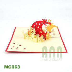 ANN HANDICRAFT MC063 Christmas Pop-up 3D Greeting Card <b>Red</b> Gold Stamping Die Cut <b>Paper</b> Handmade Star Shape - Product Image 2