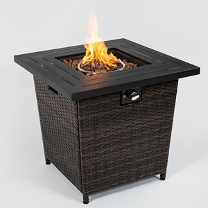 28-Inch Wicker Square <b>Fire</b> <b>Pit</b> <b>Table</b> - Product Image 2