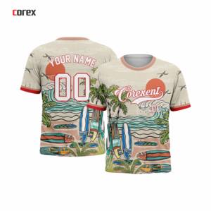 เสื้อเชิ้ตคอเร็กซ์แขนสั้นพิมพ์ลายทรอปิคอลสำหรับผู้ชาย พร้อมดีไซน์ฮาวาย คอกลมแบบปกติ - Product Image 3