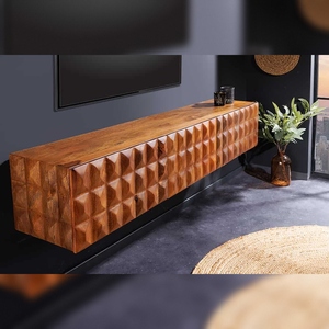 Mueble bajo para TV Vandana Imperial Aspect VULCANO 160cm colgante de mango natural para salón - Product Image 1