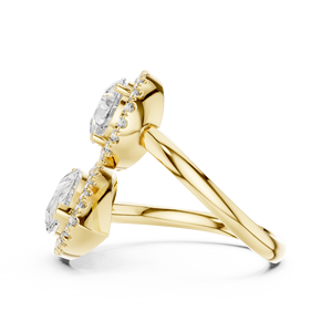 แหวนเพชรทรงลูกแพร์เพาะเลี้ยงในห้องปฏิบัติการ ทองคำแท้ 14K 18K ดีไซน์ Toi et Moi Halo Bypass น้ำหนัก 4.45 กะรัต DEF VVS รับรองโดย IGI แหวนแต่งงาน ODM - Product Image 5