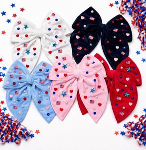 Noeud de cheveux personnalisé fait main avec options de couleurs sur mesure, noeud de cheveux brodé de qualité supérieure avec perles colorées et cristaux - Product Image 4