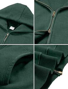 Sweat à capuche zippé délavé à l'acide, 100% coton, pour homme, style vintage, avec logo brodé personnalisé, vente en gros - Product Image 5