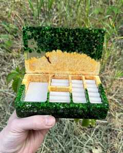 Emerald Forest <b>Resin</b> Jewelry Box Ring And Necklace Organizer <b>Resin</b> Jewelry Box Nature Theme Green Leaf Pattern <b>Resin</b> <b>Crafts</b> - Product Image 2
