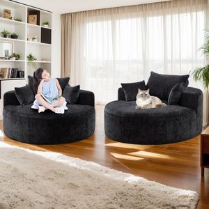 55 L Fluffy Modern Sleeper Chair Chenille <b>Sponge</b> Single <b>Sofa</b> <b>for</b> Living Room Bedroom No Assembly Required <b>for</b> Lounge Project - Product Image 2