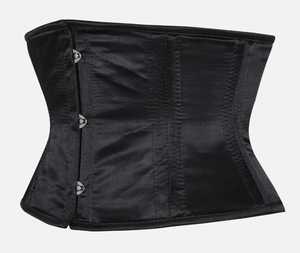Women's Black Satin <b>Waist</b> <b>Cincher</b> Firm Control Shapewear Hook-and-Eye Closure Tummy Control <b>Corset</b> Adult Size Double Steel Boned - Product Image 2