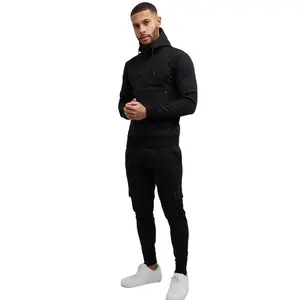 Solid Black color Wholesale cheap custom men long sleeve track suits and jogging Track suit zipper men track suits