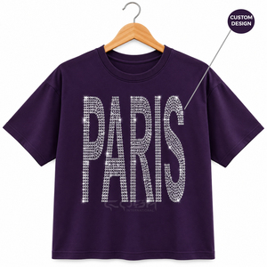 เสื้อยืดกราฟิก PARIS ประดับคริสตัลไรน์สโตน พรีเมียม ยี่ห้อ Cosh International ทรงโอเวอร์ไซส์ สไตล์สตรีทแวร์ สำหรับทุกเพศ ผลิตโดยผู้ผลิตเสื้อผ้าแฟชั่น - Product Image 1