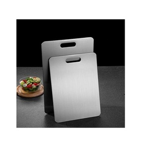 Planche à découper en acier inoxydable pur épaissi, planche à découper antibactérienne pour la cuisine, planches à découper en métal - Product Image 2