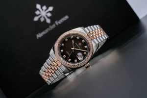 Montre mécanique automatique élégante pour homme, 40 mm, Alexander Ferros 8021D/01, saphir, fermoir papillon, acier inoxydable, résistante à l'eau, analogique - Product Image 5