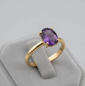 Anillo llamativo de amatista azul, plata de ley 925, chapado en oro de 18 quilates, anillo de cóctel, joyería de piedra de nacimiento de febrero, regalo para ella - Product Image 1