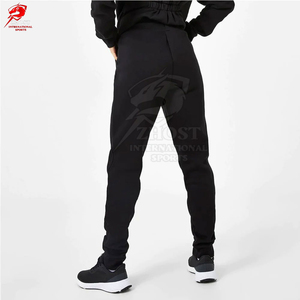 Pantalones Jogger de Lona Negros para Mujer, Ajustados, de Cintura Media, con Cordón, Casuales, Largos, Estilo Harem, con Bolsillos - Product Image 3