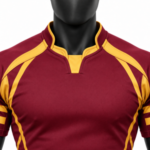Polo de rugby personnalisé en gros, manches courtes, col en V, 100 % polyester, imprimé par sublimation, bleu, 280 g, toutes saisons - Product Image 4