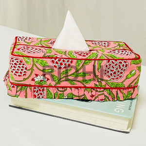 Ridhi - Nuevo Porta Servilletas Decorativo de Algodón con Estampado Floral de Ramas de Granada Rosa, Reutilizable para Hotel - Product Image 2