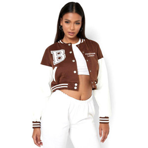 Women Custom Cropped Retro Varsity <b>Jacket</b> with Embroidery <b>Quilted</b> & Eco-Friendly Design for Winter/Autumn - Product Image 5