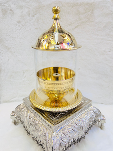 Lámpara de aceite Diya de metal, Diya india tradicional decorativa dorada para el templo de Pooja y decoración del hogar - Product Image 4