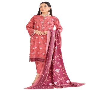 Robe pakistanaise-Robe de soirée belle et élégante tenue décontractée robe panjabi en lin trois pièces pakistanaise et indienne pour femmes - Product Image 1