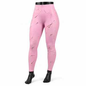 Leggings Deportivos de Cintura Alta para Mujer, Color Rosa Mármol, Pantalones de Yoga Sin Costuras, Elásticos, para Correr, Entrenamiento y Uso Diario - Product Image 3