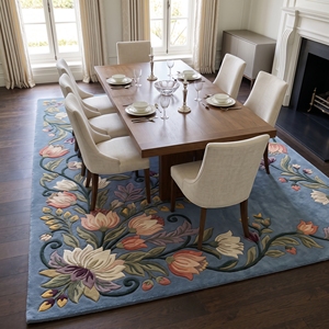Alfombra de Lana con Diseño Floral, Tejida a Mano, Moderna, de 14 mm de Grosor, con Base de Algodón, para Sala de Estar o Dormitorio - Product Image 2