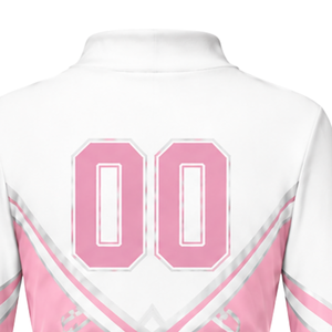 Maillot de cheerleading sublimé rose et blanc à manches longues – Tenue de sport d'équipe pour entraînement, performance athlétique, compétition et match - Product Image 4