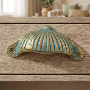 <b>Rustic</b> Cast Iron Oval Shape Drawer Handle Turquoise Patina for Bedroom Dining Home Office Cabinets-Industrial Design Durable - Product Image 1