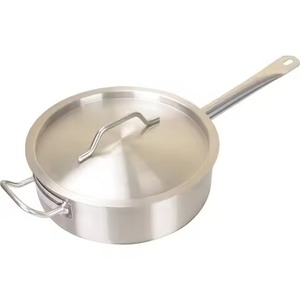 Poêle à frire en acier inoxydable brossé, best-seller, avec couvercle plat, poignée carrée, pour cuisson profonde, idéale pour les cuisines commerciales - Product Image 5