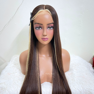 Pelucas rectas de hueso espejo sedoso Castaño doble de primera calidad, extensiones de cabello humano sin pegamento con encaje frontal, extensiones de cabello - Product Image 1