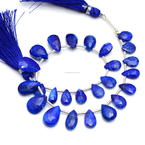 Gros brin de 8 pouces de perles de pierres précieuses naturelles de Lapis Lazuli bleu incroyable qualité à facettes en forme de poire 8X6 13X9mm pour bijoux - Product Image 1