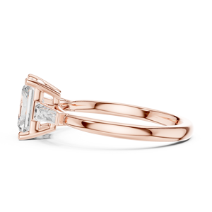 Elegant <b>Emerald</b> Cut Moissanite Diamond Halo Engagement <b>Ring</b>, Rose Gold Plated Sterling <b>Silver</b> Pave Band Bridal <b>Ring</b> for Her - Product Image 2