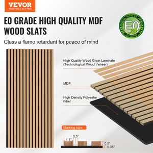 Decorazione da parete moderna luce rovere pannelli acustici 23.6X47.2 pollici legno a doghe per scopi decorativi - Product Image 2