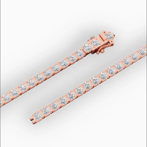 สร้อยข้อมือเพชรทรงกลมแบบเทนนิส ทองคำ 18K หรูหรา ประดับเพชรเลี้ยงในห้องปฏิบัติการ |   เครื่องประดับอัญมณีสุดหรูขนาด 7 นิ้ว |   กำไลข้อมือของขวัญวันครบรอบสำหรับผู้หญิง - Product Image 6